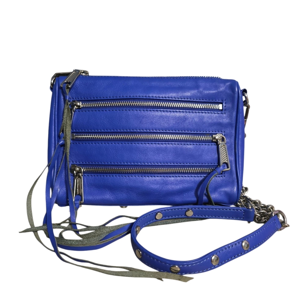Rebecca Minkoff Mini Mac Cobalt Blue Zipper & Fringe Crossbody Bag
